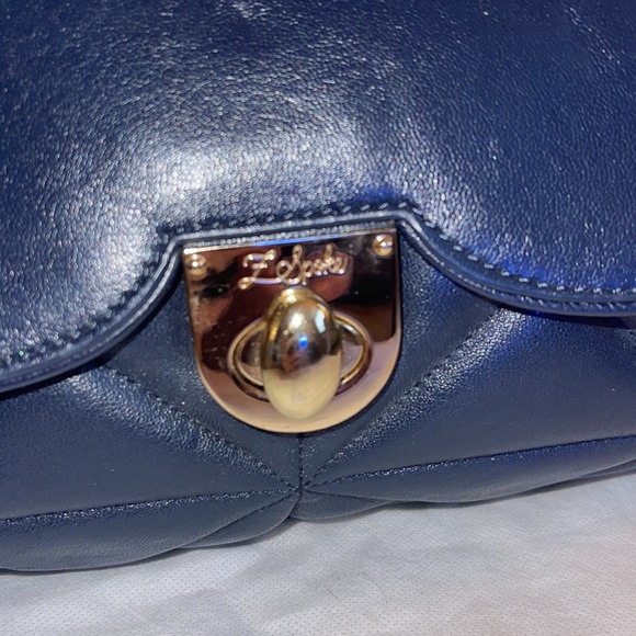 Authentic Z Spoke By Zac Posen double bow leather navy blue Bag - Picture 2 of 16